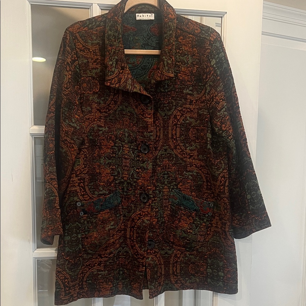 Habitat Women's Textured Black and Brown Blazer Vintage